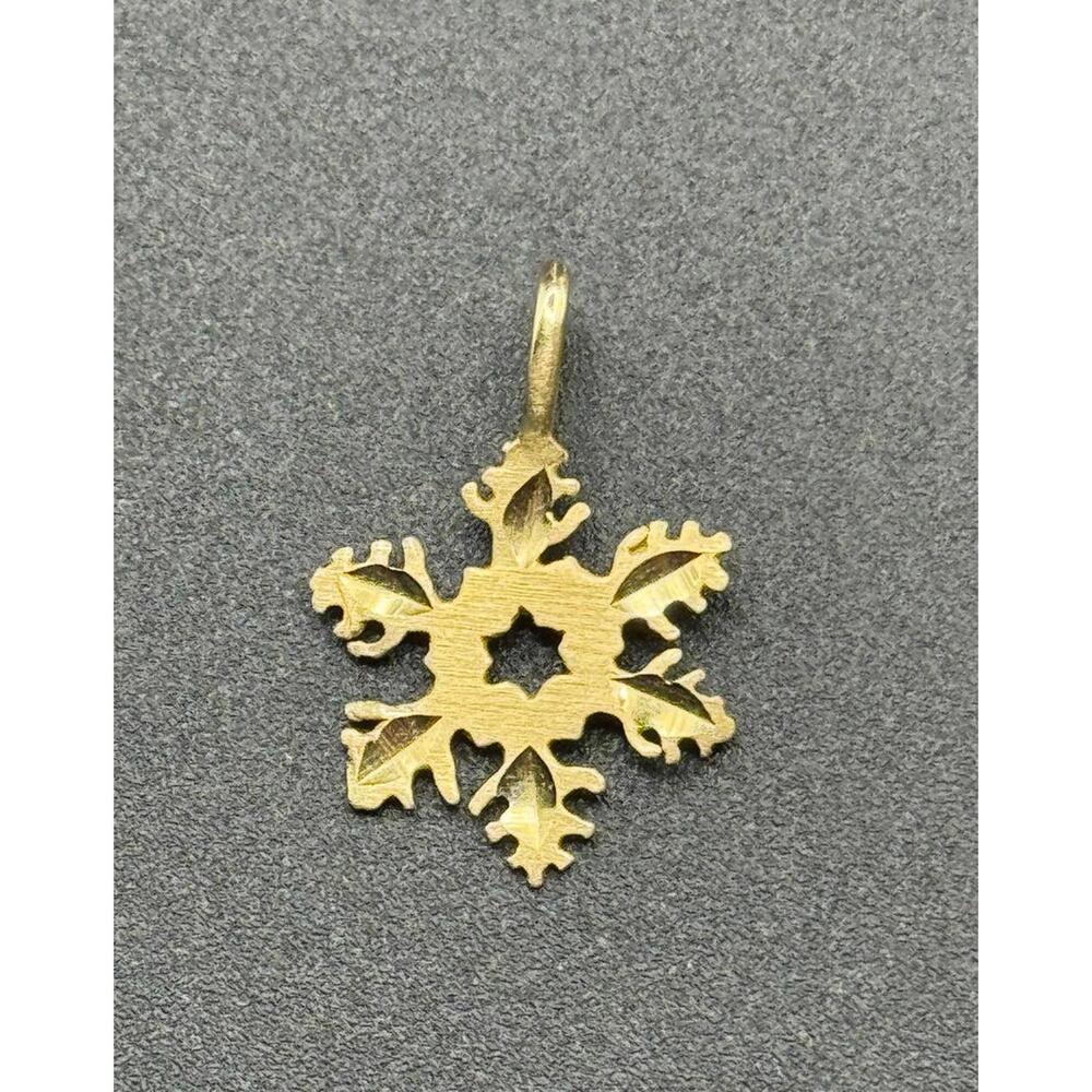 14K Yellow Gold Snowflake Charm Pendant - Picture 5 of 6